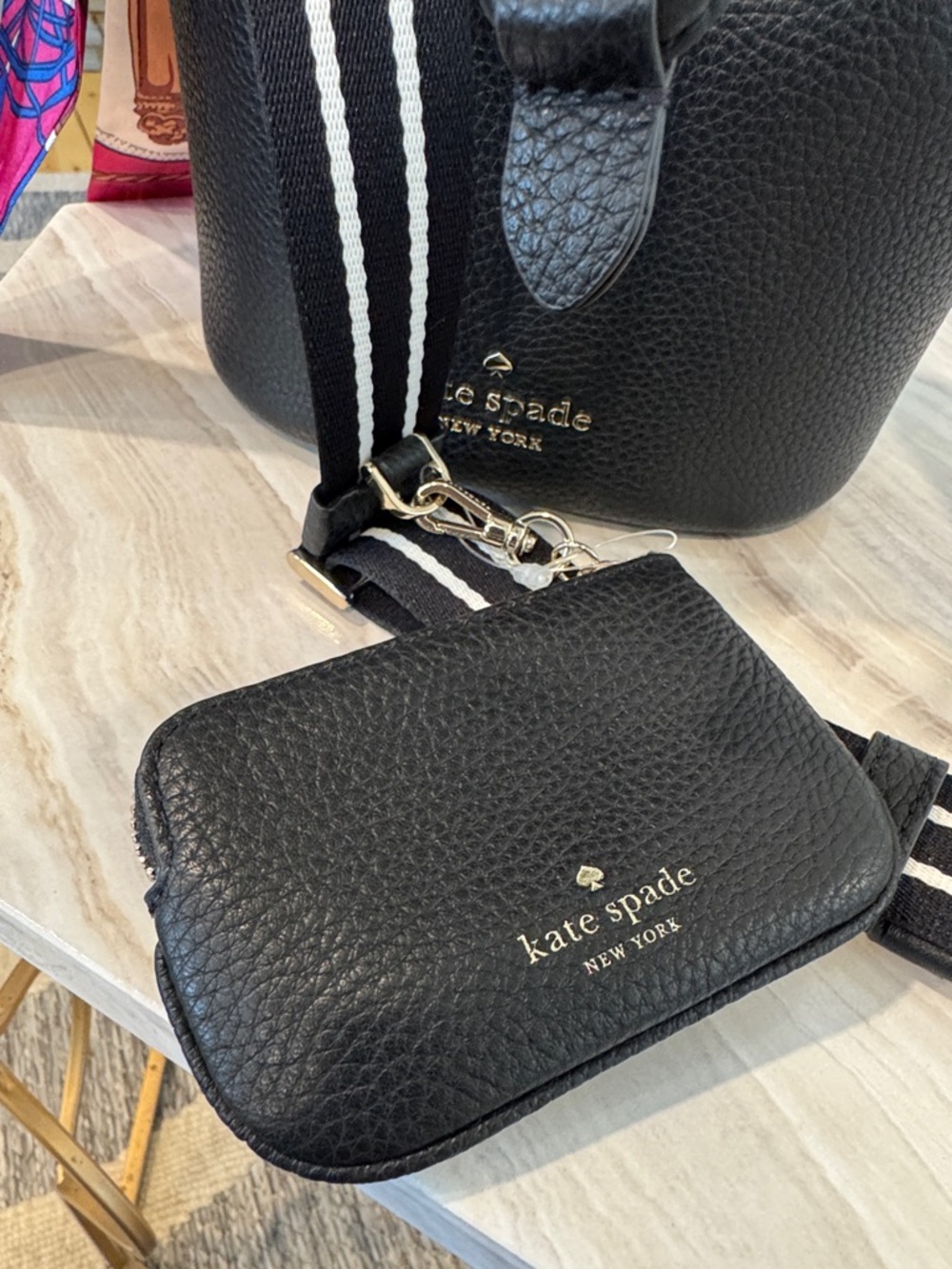 Kate Spade New York Rosie Crossbody Mini Bucket Black Leather Bag - Picture 9 of 17